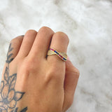 Anillo Infinito Tupido 3.2gr / T7 3/4 / Circones Colores Oro Amarillo 18K ©