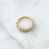 Anillo Corona 3gr / T6 1/2 / Circones Blancos verdes Oro Amarillo 18K ©