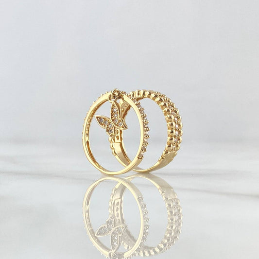 Anillo Pareja Mariposa Colgante  4.55gr / T6- 6 1/4 / Circones Blancos Oro Amarillo 18K ©