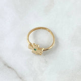 Anillo Trebol Liso 2.15gr / T7 / Liso Circon verde Oro Amarillo 18K ©