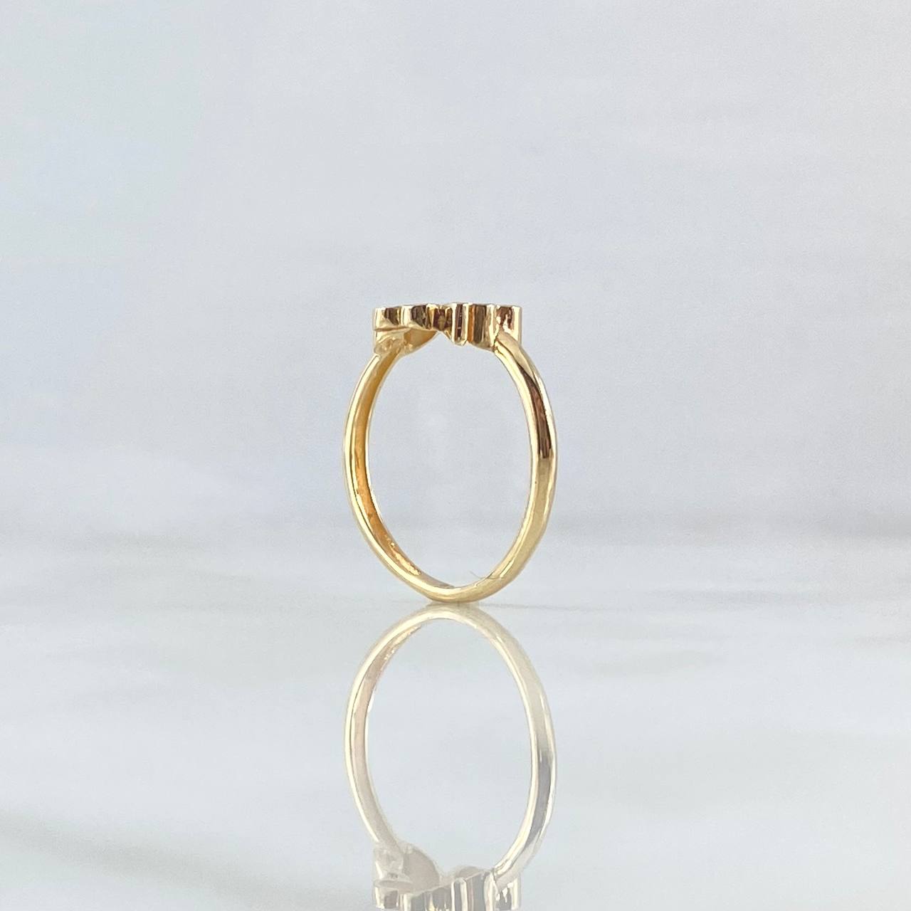 Anillo Trebol Liso 2.15gr / T7 / Liso Circon verde Oro Amarillo 18K ©