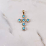 Dije Tupida 3.55gr / 3.6cm / Circones Azules Blancos Oro Amarillo 18K &