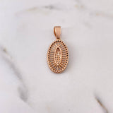 Dije Virgen Guadalupe 3.45gr / 3.1cm / Circones Negros Blancos Oro Rosa 18K $