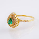 Anillo Halo Doble Gota 2.45gr / T7 1/4 / Oro Amarillo 18K ©