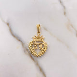 Dije Corona Fe 4.6gr / 3.3cm / Circones Blancos Verdes Oro Amarillo 18K $