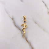 Dije Baston Hermes 2.4gr / 3.7cm / Circones Blancos azul Fucsia Oro Amarillo 18K $