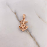 Dije Cruz Cristo Ancla Y Timon 3.35gr / 3cm / Circones Blancos Dos Oros Blanco Rosa 18K $