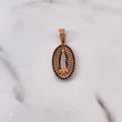 Dije Virgen Guadalupe 3.45gr / 3.1cm / Circones Negros Blancos Oro Rosa 18K $