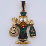 Dije Pato Bolsa Dinero Botella Champagne 34.85gr / 6.7cm / Oro 18K $