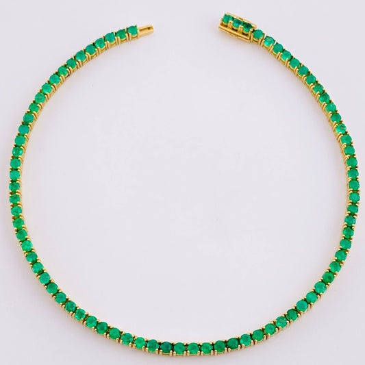 Pulso Tennis 8gr / 19cm / 2.3mm Esmeraldas 2.76 Qts Oro Amarillo 18K (Joya)
