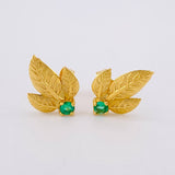 Topos Hoja Triple 2.35gr / 1.4cm / Mini Esmeralda 18 pts Oro Amarillo (Joya)
