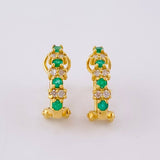 Candongas Omega Puntos Salteados Esmeralda 26pts Diamantes 16pts 3.05gr / 1.5cm / Oro Amarillo 18K