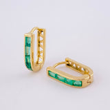 Candongas Curvas Perpendiculares Esmeraldas 56pts 2.9gr / 1.5cm / Oro 18K