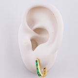 Candongas Curvas Perpendiculares Esmeraldas 56pts 2.9gr / 1.5cm / Oro 18K