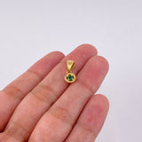 Dije Solitario En Aro 1.2gr / 1.5cm / Esmeraldas 06Pts Oro Amarillo 18K (Joya)