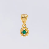 Dije Solitario En Aro 1.2gr / 1.5cm / Esmeraldas 06Pts Oro Amarillo 18K (Joya)
