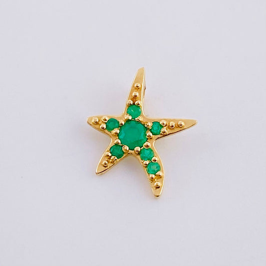 Dije Estrella De Mar Esmeraldas 20pts 0.8gr / 1.5cm / Oro Amarillo 18K