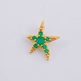Dije Estrella De Mar Esmeraldas 20pts 0.8gr / 1.5cm / Oro Amarillo 18K
