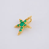 Dije Estrella De Mar Esmeraldas 20pts 0.8gr / 1.5cm / Oro Amarillo 18K