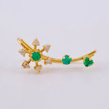 Piercing Simulador Earcuff 1.1gr / 2.3cm / Copo de Nieve Esmeraldas 20pts Diamantes 12pts Oro Amarillo (Joya)