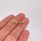 Piercing Simulador Earcuff 1.1gr / 2.3cm / Copo de Nieve Esmeraldas 20pts Diamantes 12pts Oro Amarillo (Joya)
