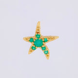 Dije Estrella De Mar Esmeraldas 20pts 0.8gr / 1.5cm / Oro Amarillo 18K