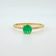 Anillo Solitario 4 Garras Esmeraldas 5pts .diamantes 3 Dts 1.4g / T7 Oro Amarillo 18K