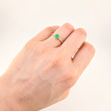 Anillo Solitario 4 Garras Esmeraldas 5pts .diamantes 3 Dts 1.4g / T7 Oro Amarillo 18K