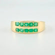 Anillo Carril Doble Linea Esmeraldas 52pts 2.8g / T7 1/4 Oro Amarillo 18K