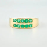 Anillo Carril Doble Linea Esmeraldas 52pts 2.8g / T7 1/4 Oro Amarillo 18K