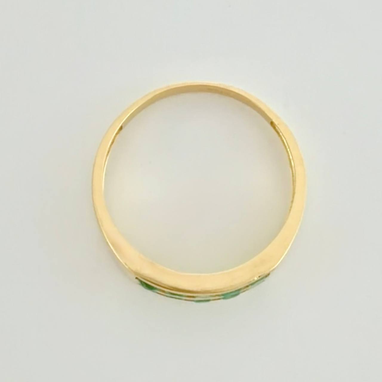 Anillo Carril Doble Linea Esmeraldas 52pts 2.8g / T7 1/4 Oro Amarillo 18K