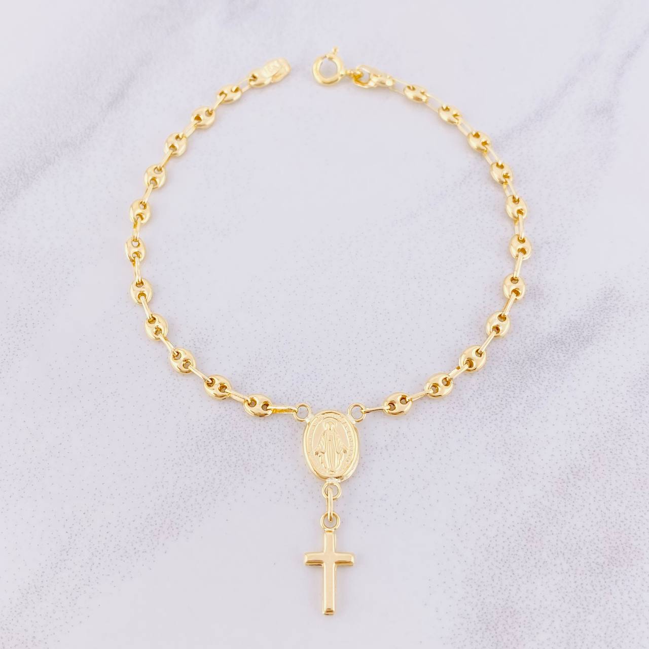 Pulso Denario GC Virgen Milagrosa 2.45g / 17.5cm / 3.4mm Oro Amarillo 18K