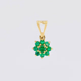 Dije Flor 8 Petalos Esmeraldas 15pts 0.75g / 1.3cm Oro Amarillo 18K