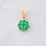 Dije Flor 8 Petalos Esmeraldas 15pts 0.75g / 1.3cm Oro Amarillo 18K