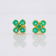 Topos Flor 4 Petalos Esmeraldas 75pts 2.1g / 7.8mm Oro Amarillo 18K