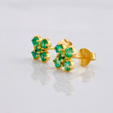 Topos Flor 4 Petalos Esmeraldas 75pts 2.1g / 7.8mm Oro Amarillo 18K