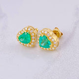 Topos Set Corazón Tupido con Dije Esmeralda 2.88pts Diamantes 79pts 6.7g / 11.2mm Oro Amarillo 18K
