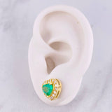 Topos Set Corazón Tupido con Dije Esmeralda 2.88pts Diamantes 79pts 6.7g / 11.2mm Oro Amarillo 18K