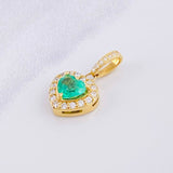 Topos Set Corazón Tupido con Dije Esmeralda 2.88pts Diamantes 79pts 6.7g / 11.2mm Oro Amarillo 18K