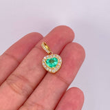 Topos Set Corazón Tupido con Dije Esmeralda 2.88pts Diamantes 79pts 6.7g / 11.2mm Oro Amarillo 18K