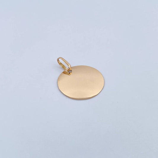 Dije Placa Circular 2.3gr / 2.7cm - 2.1*2.1cm / Plana Oro Amarillo 18K &