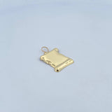 Dije Placa Pergamino 1.6gr / 3.1cm - 2.2*1.9cm / Lisa Oro Amarillo 18K &