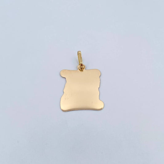 Dije Placa Pergamino 1.8gr / 3cm - 2.2*2cm / Plana Oro Amarillo 18K &