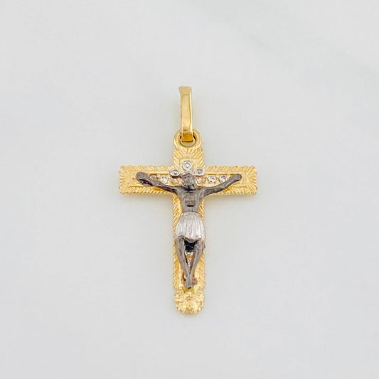 Dije Cruz Cristo Milagroso de Buga 1.8g / 2.6cm Tres Oros 18K