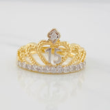 Anillo Corona 15's 3.85g / T7 1/2 Dos Oros Amarillo Blanco 18K