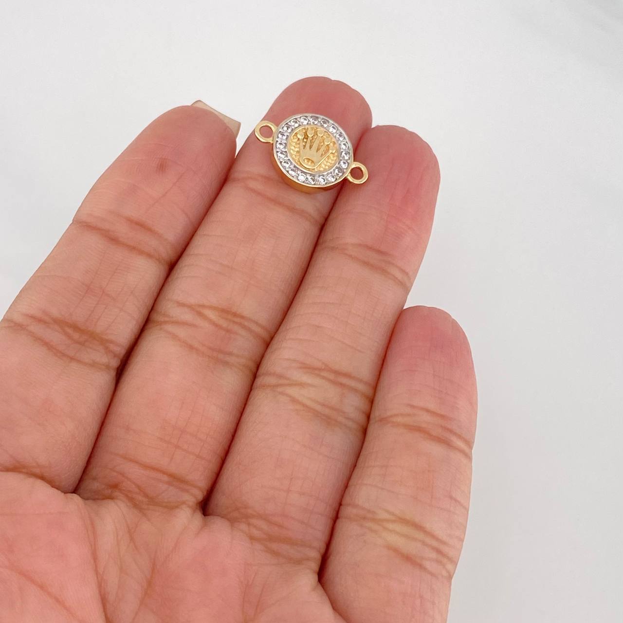 Herraje Corona 1.5g / 1.7cm Dos Oros Amarillo Blanco 18K