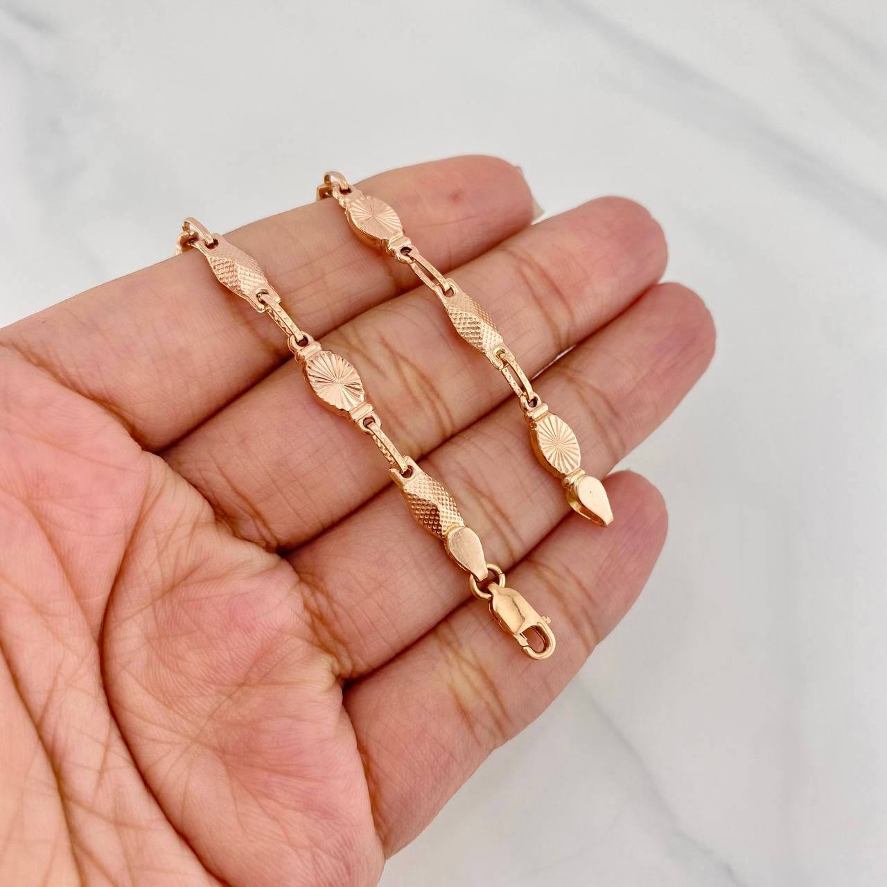 Pulso Rustico Diamantado 4.7g / 21.7cm / 4.7mm Oro Amarillo 18K