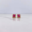 Topos Halo Cuadrado 2.45gr / Circones Fucsia Blancos Oro Amarillo 18K $