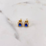 Topos Halo Cuadrado 2.4gr / Circones Azul Blancos Oro Amarillo 18K &