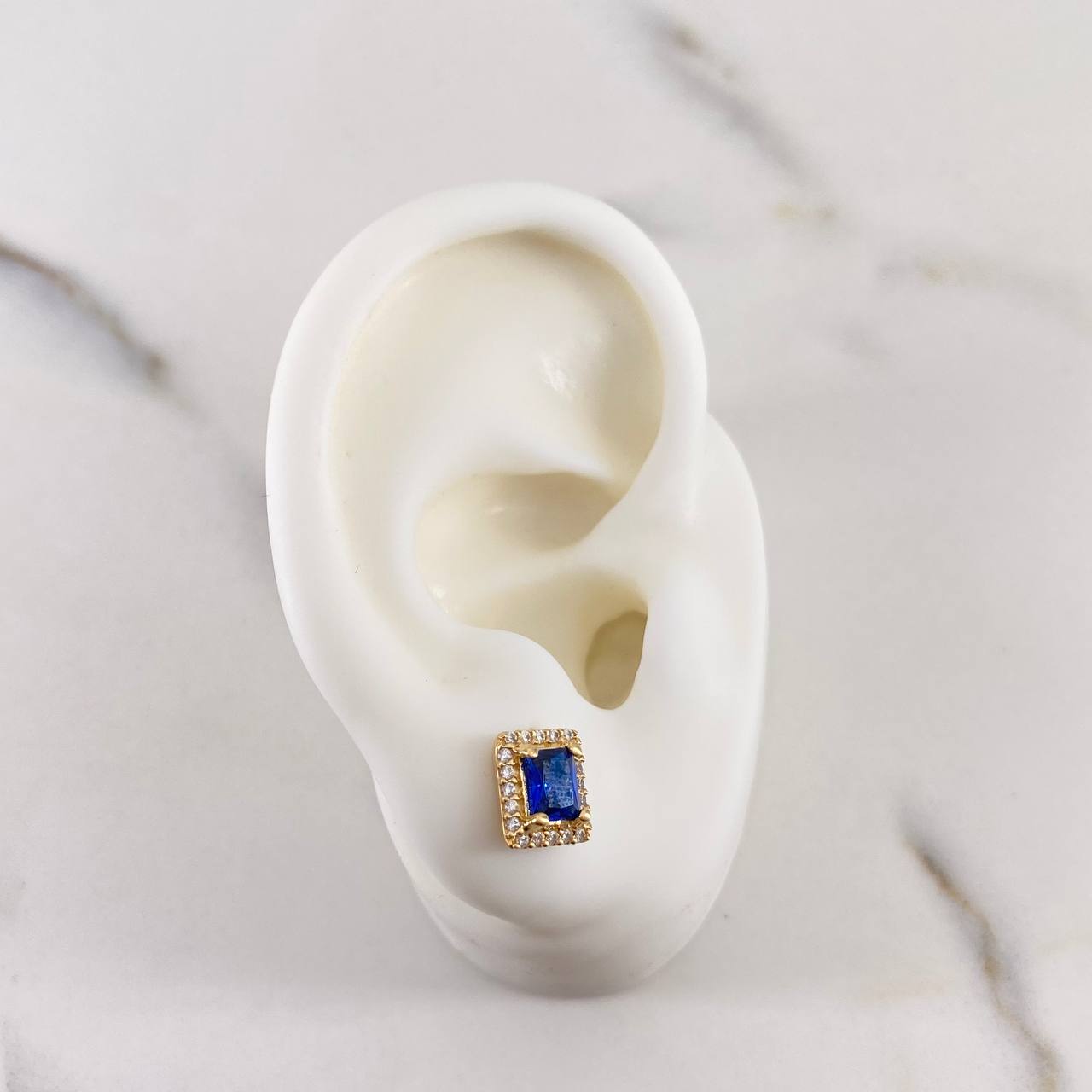Topos Halo Cuadrado 2.4gr / Circones Azul Blancos Oro Amarillo 18K &